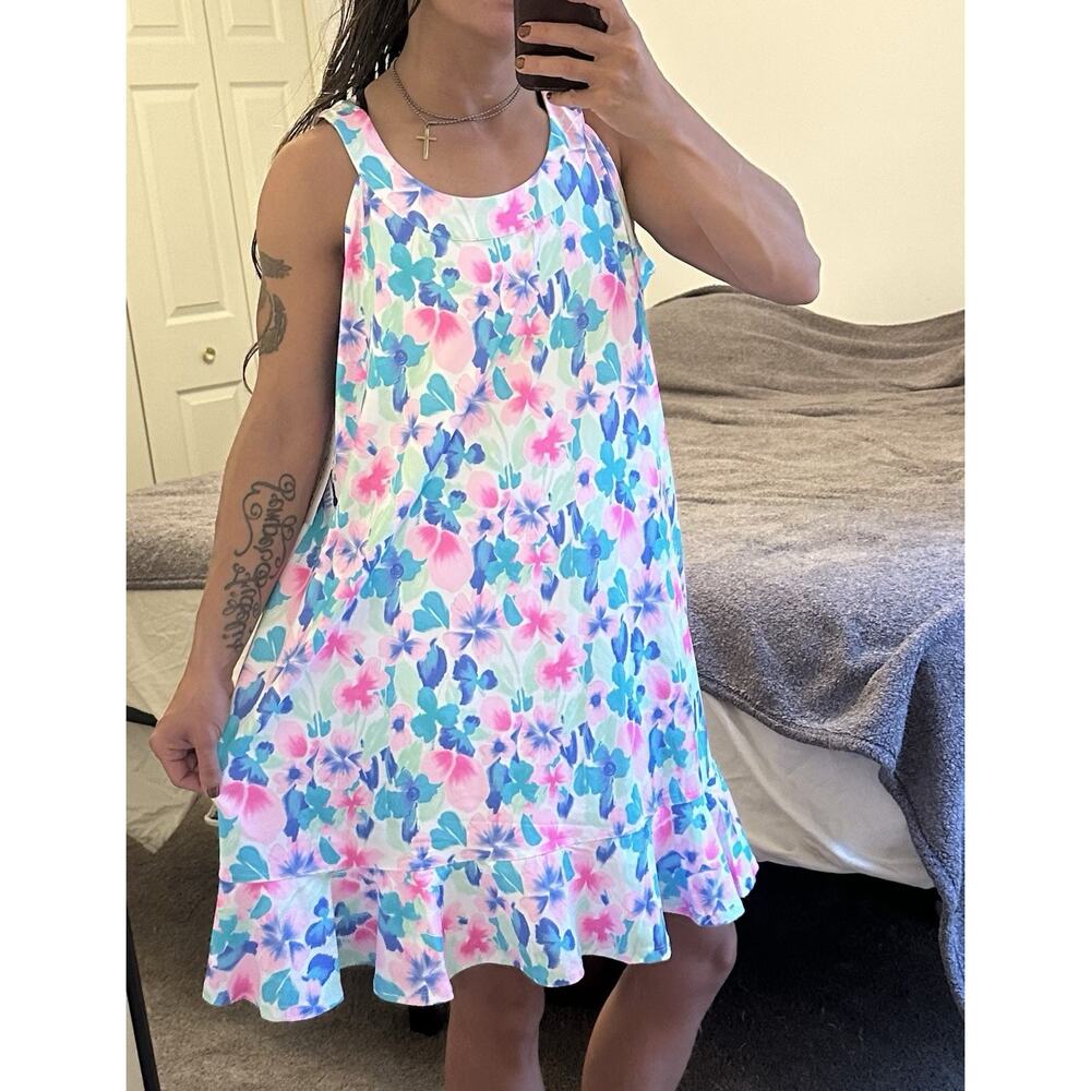 M Lulu B Colorful Floral Tank Dress UPF 50 Beach Resort Summer Dresses Sz 2X NEW - Picture 3 of 10